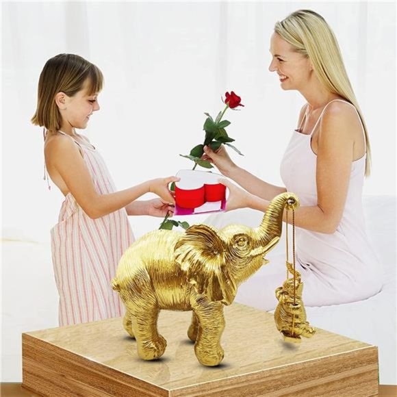 Elephant Statue Home Decor, Birthday Gifts for Mom&Women, Good Luck Elephant - Picture 2 of 7